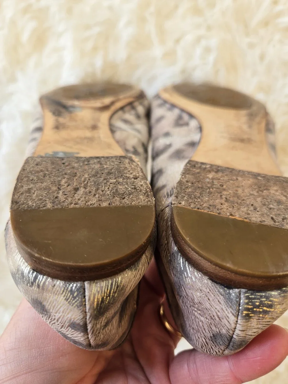 Y2K Isola Metallic Animal Print Spanish Leather Ballet Flat US 6